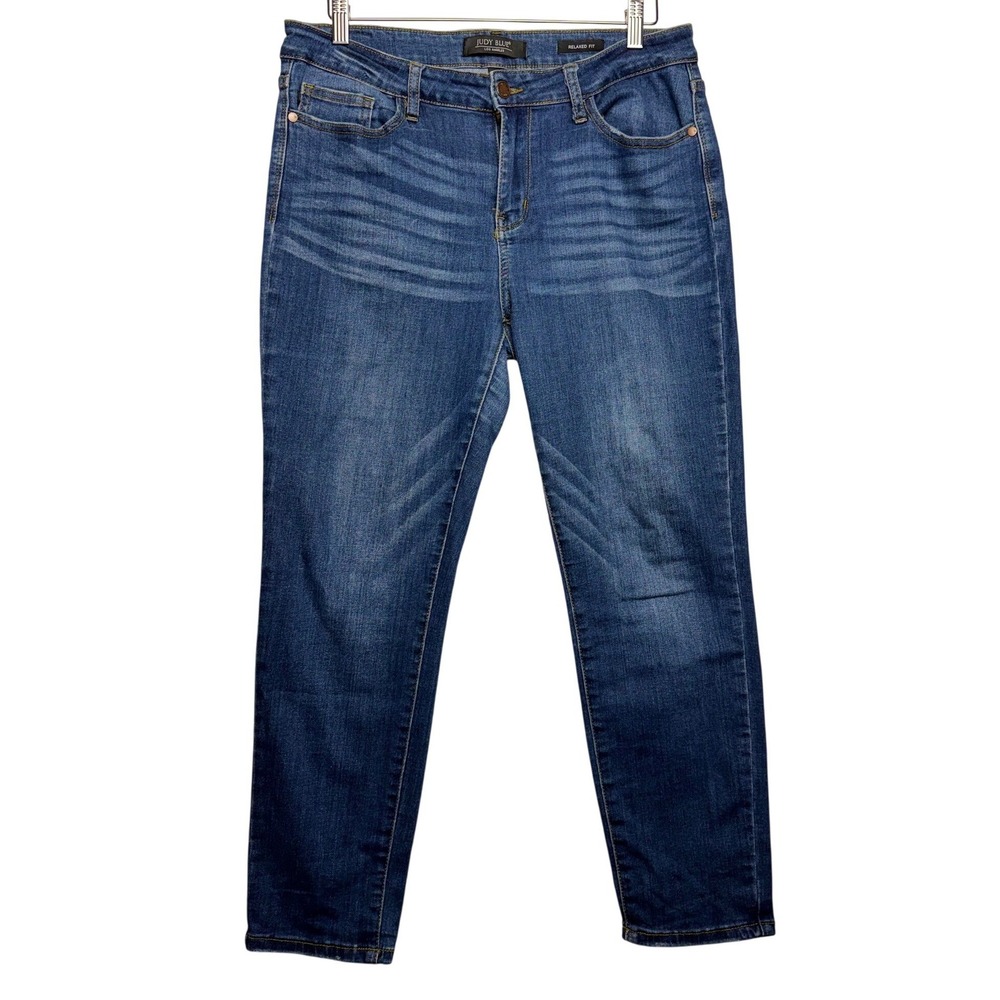 Judy Blue Grunge Distressed Relaxed Fit‎ Medium Wash Stretch Jeans Size 31